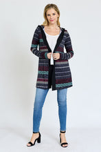 Load image into Gallery viewer, 2 Colors - Long Tribal Print Hooded Cardigan Ti Amo I love you
