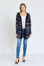 Load image into Gallery viewer, 2 Colors - Long Tribal Print Hooded Cardigan Ti Amo I love you
