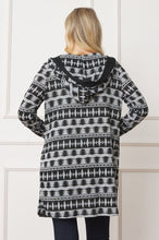 Load image into Gallery viewer, 2 Colors - Long Tribal Print Hooded Cardigan Ti Amo I love you
