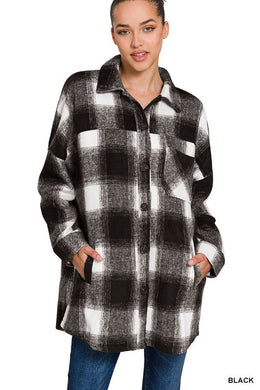 2 Colors - Oversized Plaid Longline Shacket Ti Amo I love you