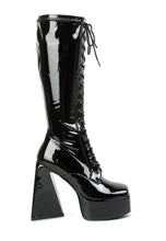 Load image into Gallery viewer, 2 Colors - Patent Leather Pu High Platform Calf Boots Ti Amo I love you
