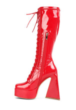 Load image into Gallery viewer, 2 Colors - Patent Leather Pu High Platform Calf Boots Ti Amo I love you
