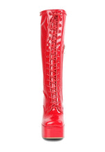 Load image into Gallery viewer, 2 Colors - Patent Leather Pu High Platform Calf Boots Ti Amo I love you
