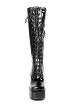 Load image into Gallery viewer, 2 Colors - Patent Leather Pu High Platform Calf Boots Ti Amo I love you
