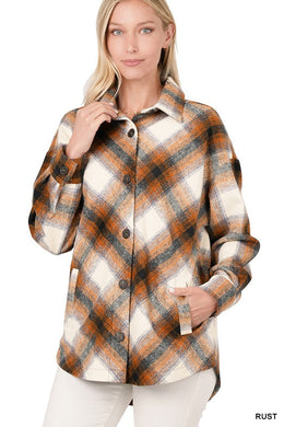 2 Colors - Plaid Shacket with Pockets Ti Amo I love you