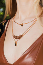 Load image into Gallery viewer, Three Layered Rustic Gold Charmed Necklace
