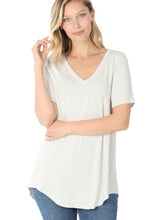 Load image into Gallery viewer, Womens / Teen Girls - Luxe Rayon Short Sleeve V-Neck Hi-Low Hem Tops
