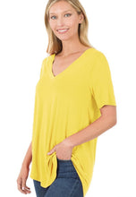 Load image into Gallery viewer, Womens / Teen Girls - Luxe Rayon Short Sleeve V-Neck Hi-Low Hem Tops
