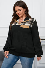 Load image into Gallery viewer, Plus Size Waffle-Knit Collared Neck Sweatshirt
