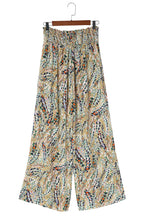 Load image into Gallery viewer, Multicolor Floral Print Shirred High Waist Wide Leg Casual Pants
