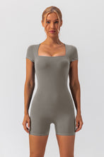 Load image into Gallery viewer, Square Neck Cap Sleeve Active Romper
