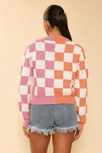 Load image into Gallery viewer, Two Tone Checkered Cropped Knit Cardigan
