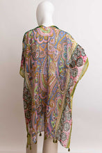 Load image into Gallery viewer, Paisley Print Open Front Kimono w/ Cinched Arms
