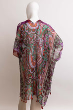 Load image into Gallery viewer, Paisley Print Open Front Kimono w/ Cinched Arms
