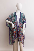 Load image into Gallery viewer, Paisley Print Open Front Kimono w/ Cinched Arms
