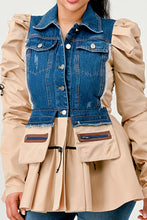 Load image into Gallery viewer, Peplum Panache Denim Jacket
