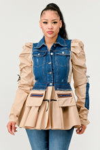 Load image into Gallery viewer, Peplum Panache Denim Jacket
