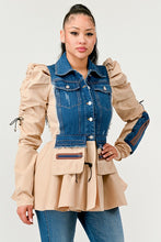 Load image into Gallery viewer, Peplum Panache Denim Jacket
