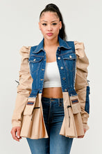 Load image into Gallery viewer, Peplum Panache Denim Jacket
