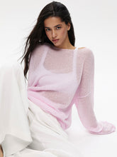 Load image into Gallery viewer, Round Neck Long Sleeve Knit Cover Up
