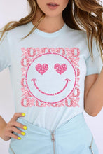 Load image into Gallery viewer, XOXO Smiley Face Sequined Short Sleeve T-Shirt
