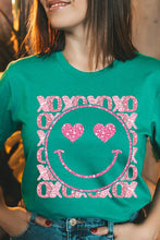 Load image into Gallery viewer, XOXO Smiley Face Sequined Short Sleeve T-Shirt
