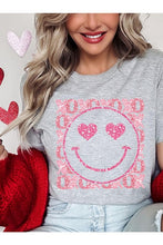 Load image into Gallery viewer, XOXO Smiley Face Sequined Short Sleeve T-Shirt
