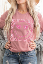 Load image into Gallery viewer, XOXO Smiley Face Sequined Short Sleeve T-Shirt
