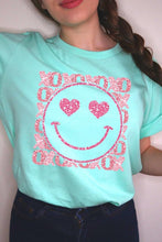 Load image into Gallery viewer, XOXO Smiley Face Sequined Short Sleeve T-Shirt
