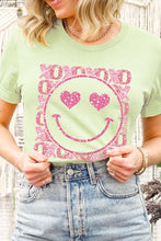 Load image into Gallery viewer, XOXO Smiley Face Sequined Short Sleeve T-Shirt
