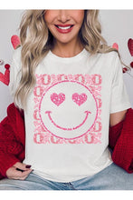 Load image into Gallery viewer, XOXO Smiley Face Sequined Short Sleeve T-Shirt
