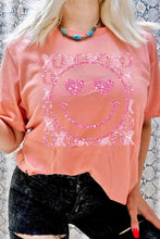 Load image into Gallery viewer, XOXO Smiley Face Sequined Short Sleeve T-Shirt
