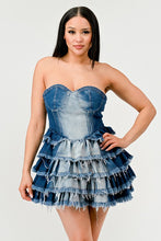 Load image into Gallery viewer, Denim Delight Tiered Ruffle Dress
