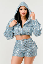 Load image into Gallery viewer, Glitz &amp; Denim Sequin Hoodie Set
