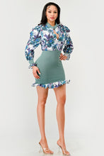 Load image into Gallery viewer, Spring Floral Mesh Contrast Ruffle Mini Dress
