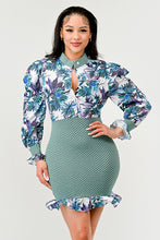 Load image into Gallery viewer, Spring Floral Mesh Contrast Ruffle Mini Dress
