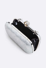 Load image into Gallery viewer, Crystal Flower Statement Satin Heart Shape Clutch
