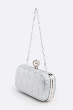 Load image into Gallery viewer, Crystal Flower Statement Satin Heart Shape Clutch
