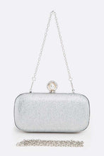 Load image into Gallery viewer, Crystal Flower Statement Satin Heart Shape Clutch
