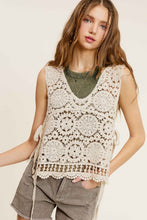 Load image into Gallery viewer, Self Side Tie Detailed Crochet Vest Top
