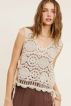 Load image into Gallery viewer, Self Side Tie Detailed Crochet Vest Top
