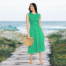 Load image into Gallery viewer, Sleeveless Cross-Over Bodice Midi Dress
