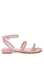 Load image into Gallery viewer, Flippity Studded Ankle Strap Flat Sandals
