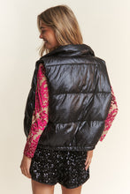 Load image into Gallery viewer, J.NNA Snap and Zipper Shiny Metallic Puffer Vest
