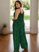 Load image into Gallery viewer, Full Size Leopard Scoop Neck Wide Leg Jumpsuit
