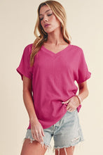 Load image into Gallery viewer, Crinkled V Neck Wide Sleeve T-shirt
