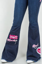 Load image into Gallery viewer, SweetHeart Bell Bottom Jeans in Dark Denim
