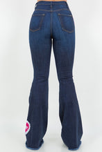 Load image into Gallery viewer, SweetHeart Bell Bottom Jeans in Dark Denim
