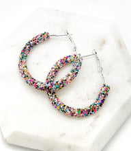 Load image into Gallery viewer, Multi-Color Sequin Glitter Hoop Earrings
