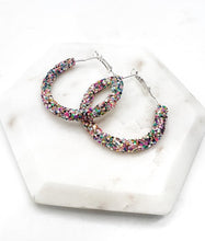 Load image into Gallery viewer, Multi-Color Sequin Glitter Hoop Earrings
